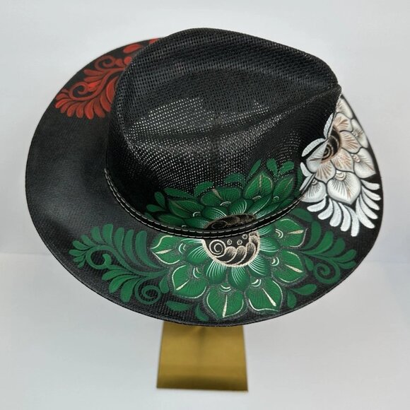 ?? NEW Hand-Painted Mexican Artisan Jute Boho Floral Sun Hat – Medium main image 11